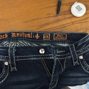 Rock Revival Dark Wash Jeans
Easy Boot Marie 
33” Inseam
18” Opening